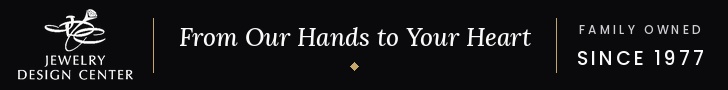 Jewelry Design Center ad - From Our Hands to Your Heart - Family Owned Since 1977