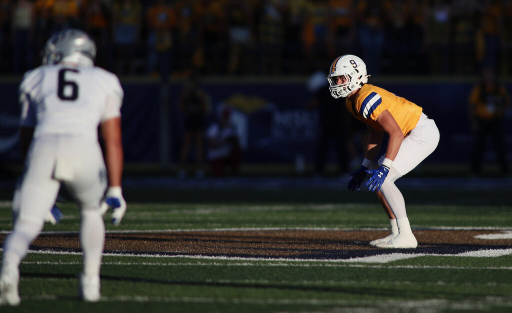 Mason Dethman lines up on special teams