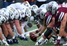 Montana State vs University of Montana - Cat and Griz helmet lineup