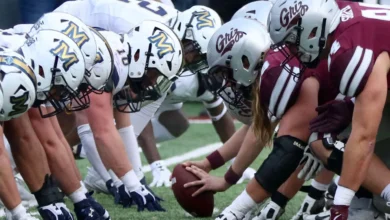 Montana State vs University of Montana - Cat and Griz helmet lineup