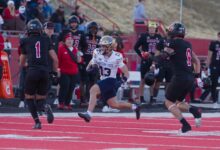 Carter Dahlke runs after the catch at EWU