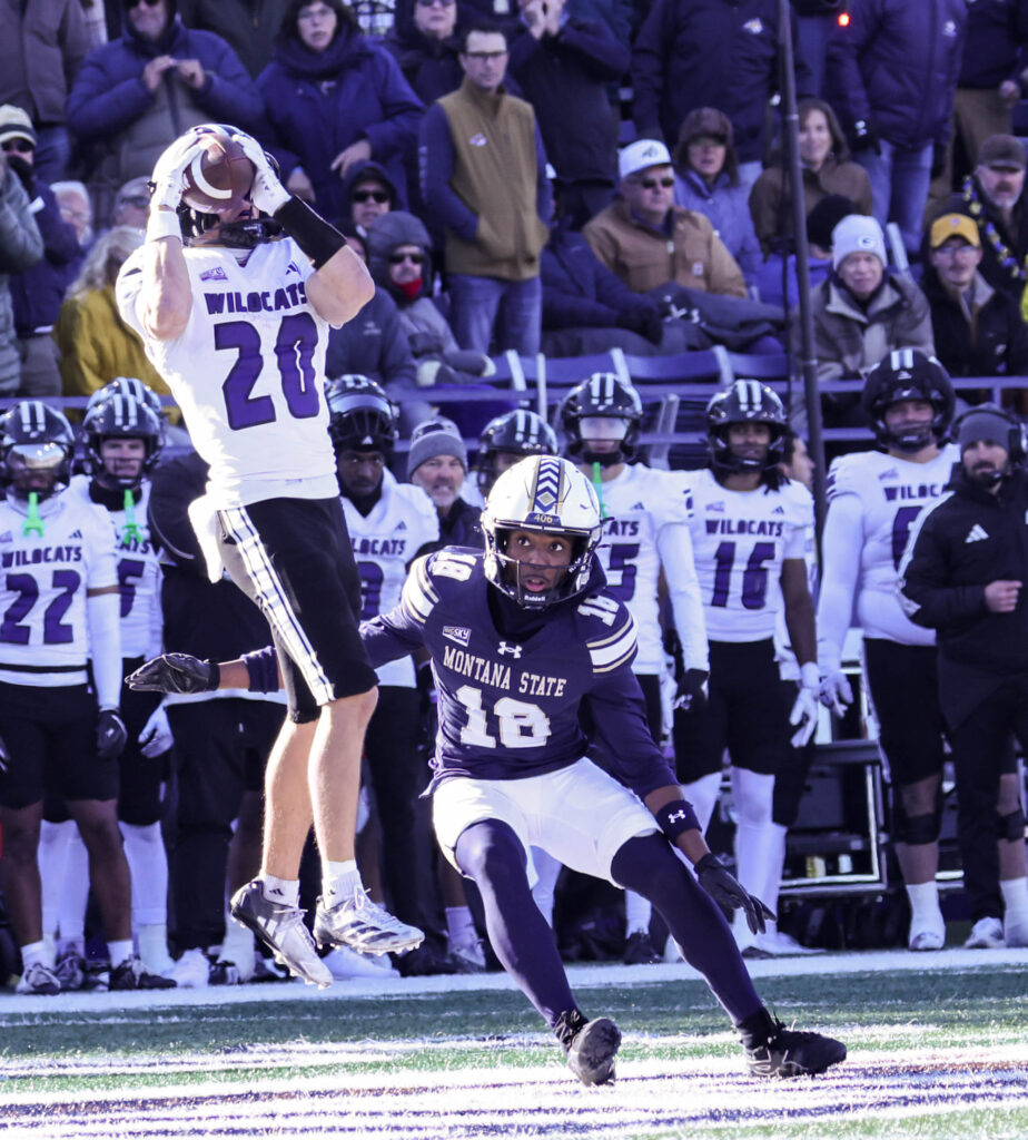 Brian Harris hauls in a catch along the Weber State sideline