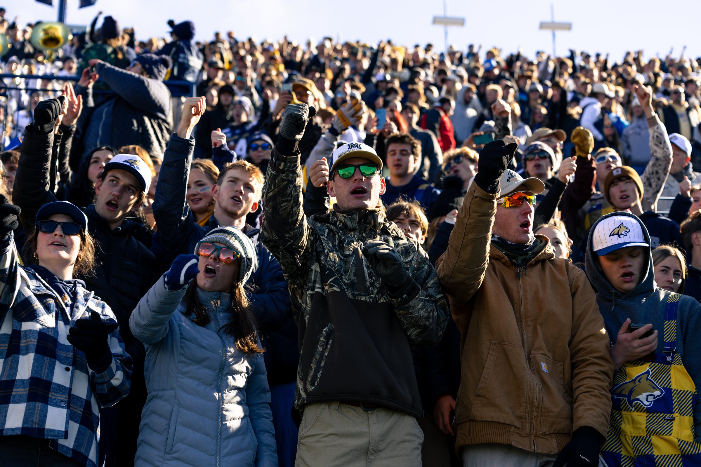 Bobcat students celebrate a big play