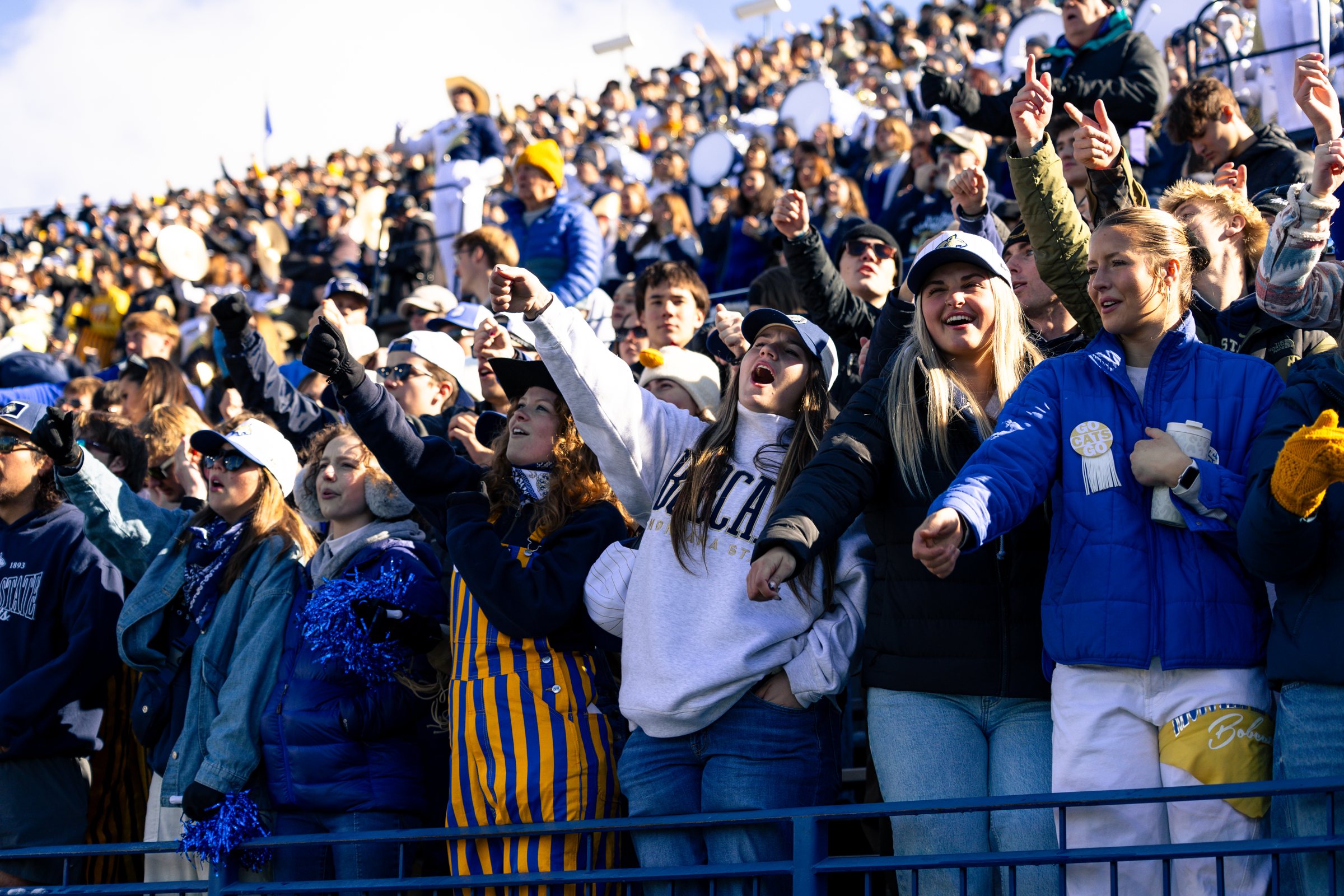 Bobcat fans celebrate a big play