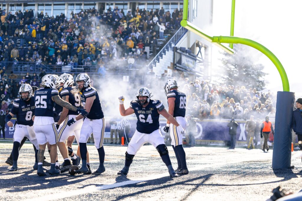 Burke Mastel and the Bobcat offense celebrate a touchdown
