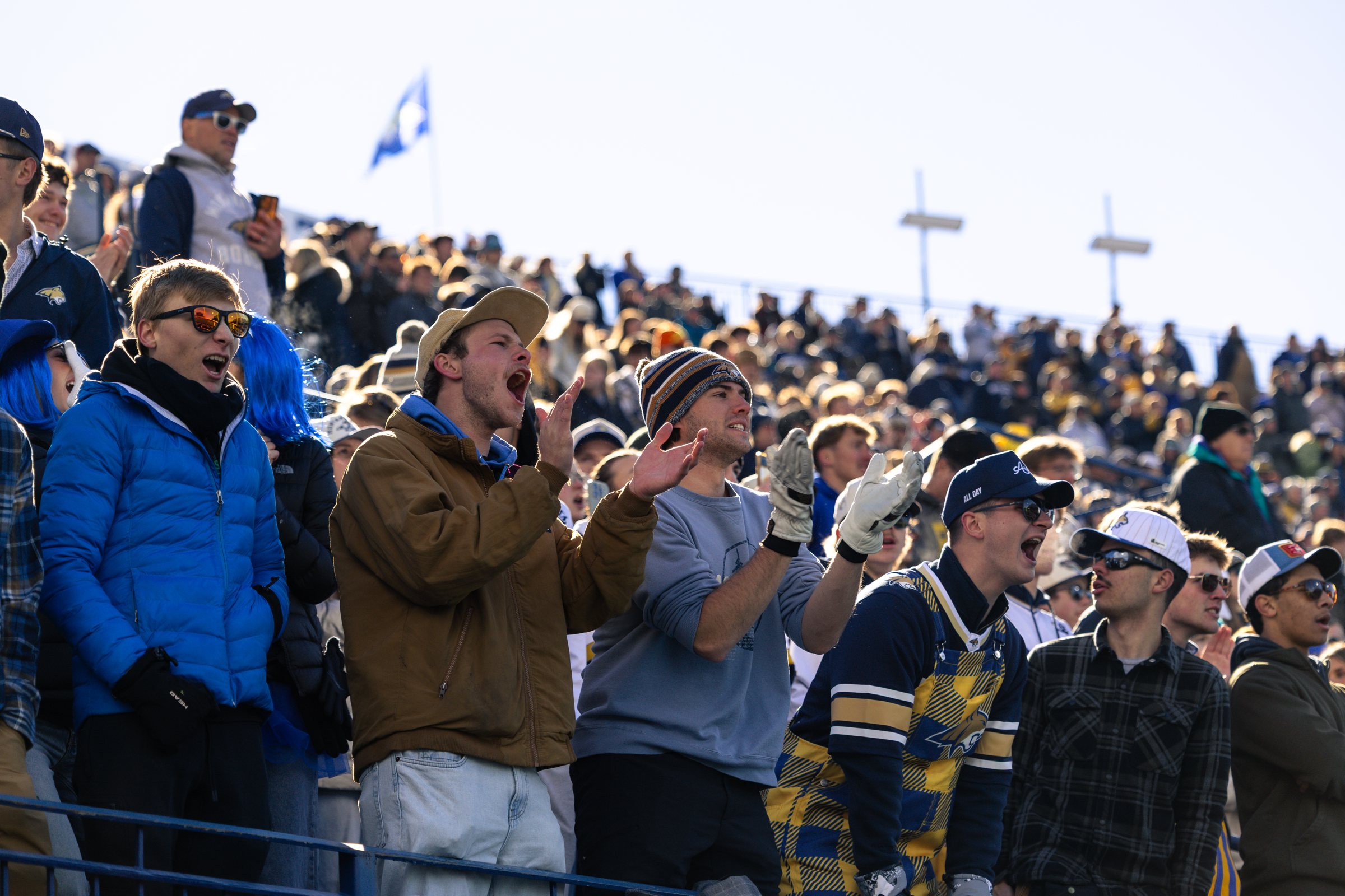 Bobcat fans cheer before kickoff