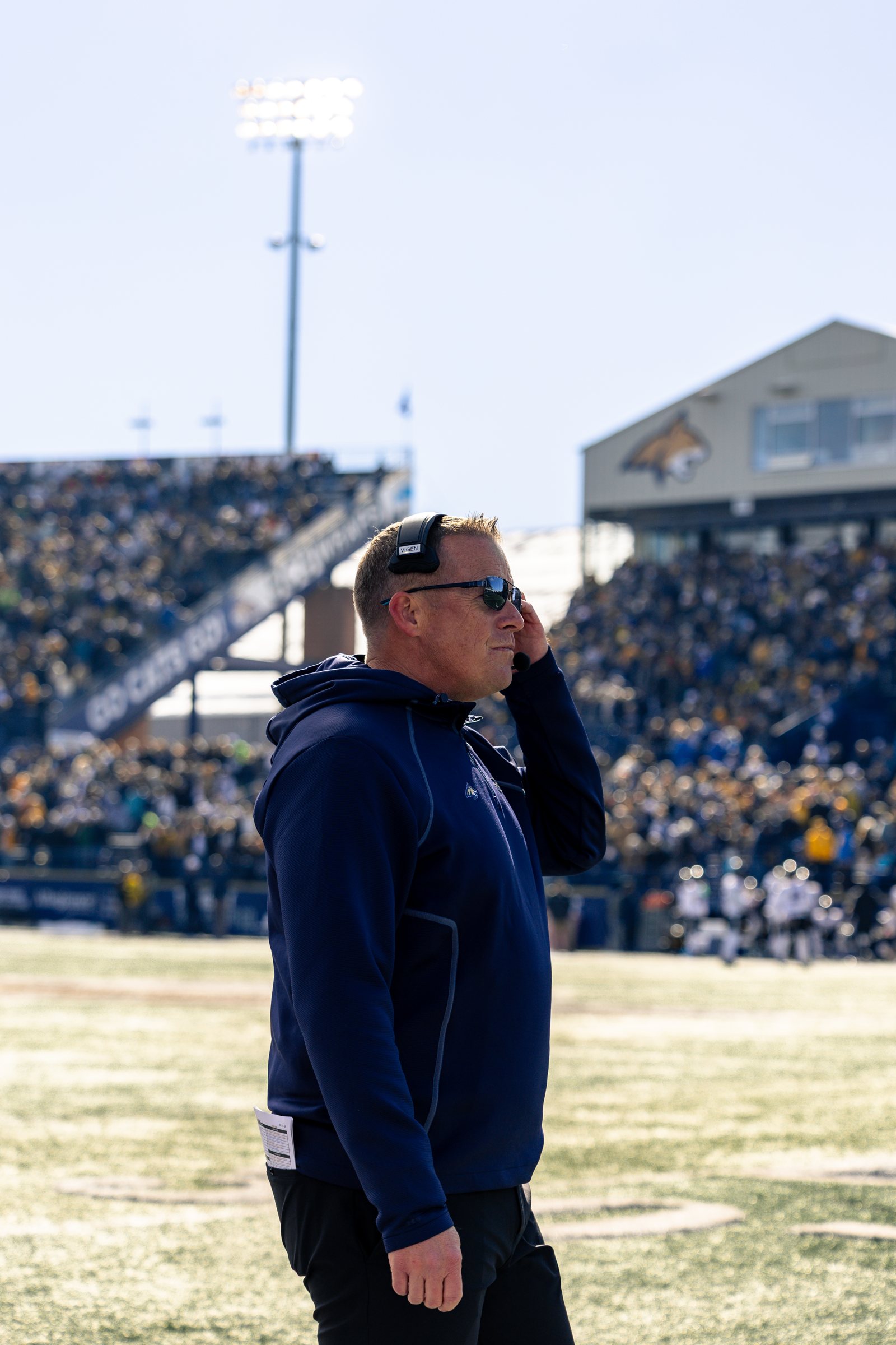 Brent Vigen listens in on the headset